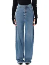 Mm6 Maison Margiela Mm6 By Maison Margiela Reversed Denim Band Jeans In Blue