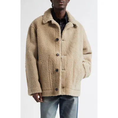 Mm6 Maison Margiela Reversible Lambskin Leather & Genuine Shearling Coat In Brown