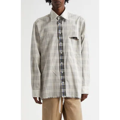 MM6 MAISON MARGIELA MM6 MAISON MARGIELA REVERSIBLE PLAID BUTTON-UP SHIRT