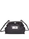 Mm6 Maison Margiela Structured Black Polyester Clutch With Silver-tone Closure In Black