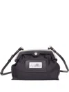 Mm6 Maison Margiela Structured Black Polyester Clutch With Silver-tone Closure In Black