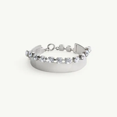 Mm6 Maison Margiela Rhinestone Bracelet Adjustable Length Crystal Chain In Silver