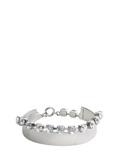 Mm6 Maison Margiela Rhinestone Bracelet In Silver