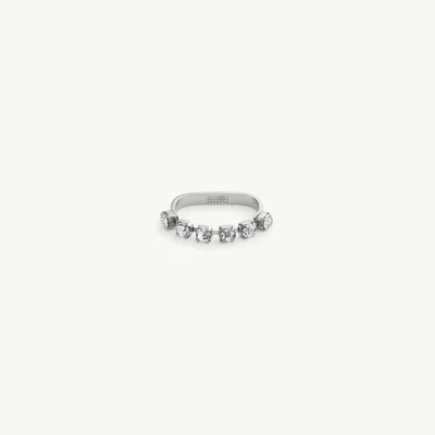 Mm6 Maison Margiela Two-finger Ring With Rhinestones In Silver