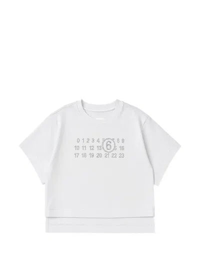 Mm6 Maison Margiela Babies' Rhinestone-embellished T-shirt In White