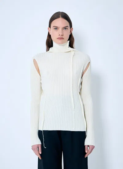Mm6 Maison Margiela Rib Sweater In White