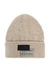 Mm6 Maison Margiela Knit Ribbed Hat Distressed Detailing In Neutral