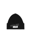 Mm6 Maison Margiela Mm6 By Maison Margiela Ribbed Black Knitted Beanie With Contrasting Logo Patch In Black