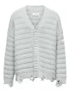 Mm6 Maison Margiela Mm6 By Maison Margiela Textured Ribbed Grey Sweater With Button-down Front