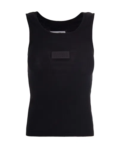 Mm6 Maison Margiela Ribbed Cotton Tank Top In Black