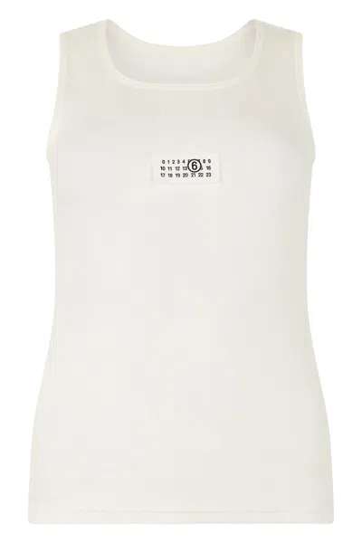 Mm6 Maison Margiela Ribbed Cotton Top In White
