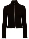 Mm6 Maison Margiela Ribbed Cotton Zip-up Cardigan In 900 Black