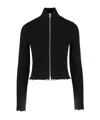 Mm6 Maison Margiela Ribbed Cotton Zip-up Cardigan In Black