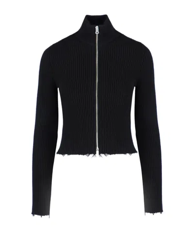 MM6 MAISON MARGIELA MM6 MAISON MARGIELA RIBBED-KNIT ZIPPED CARDIGAN