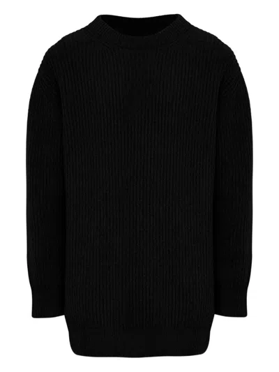 Mm6 Maison Margiela Ribbed Crewneck Sweater In Black