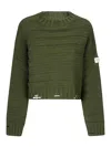 Mm6 Maison Margiela Logo-appliqué Distressed-effect Jumper In Light Brown