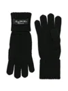 Mm6 Maison Margiela Ribbed-cuff Logo-patch Gloves In Black