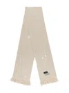 Mm6 Maison Margiela Mm6 By Maison Margiela Ribbed Texture Scarf With Fringed Edges In Neutral