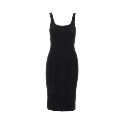 Mm6 Maison Margiela Ribbed Jersey Convertible Dress In Black