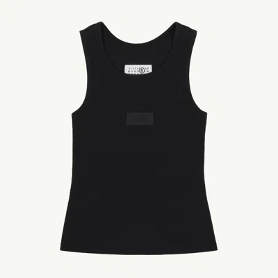 Mm6 Maison Margiela Ribbed Jersey Tank Top In Black