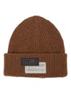 Mm6 Maison Margiela Wool Blend Beanie Hat With Distressed Effect In Brown