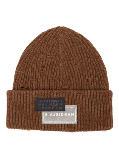 MM6 MAISON MARGIELA RIBBED-KNIT BEANIE