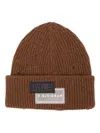Mm6 Maison Margiela Ribbed Knit Beanie With Distressed Details In Burgundy