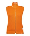 Mm6 Maison Margiela Orange Eaten Knit Logo Zip Up Vest In Orange
