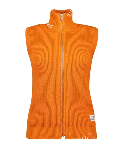 MM6 MAISON MARGIELA MM6 MAISON MARGIELA LOGO PATCH DISTRESSED VEST