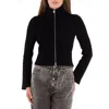 Mm6 Maison Margiela Mm6 Ribbed Knit Cotton Zip-up Cardigan In Black