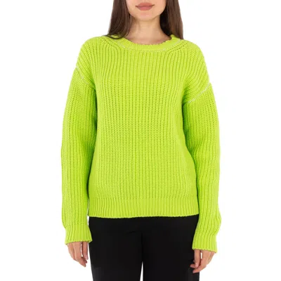Mm6 Maison Margiela Ribbed Knit Crew Neck Sweater In Green