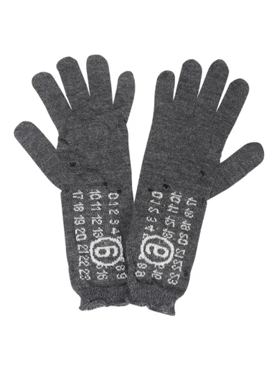 Mm6 Maison Margiela Ribbed-knit Gloves In Blue