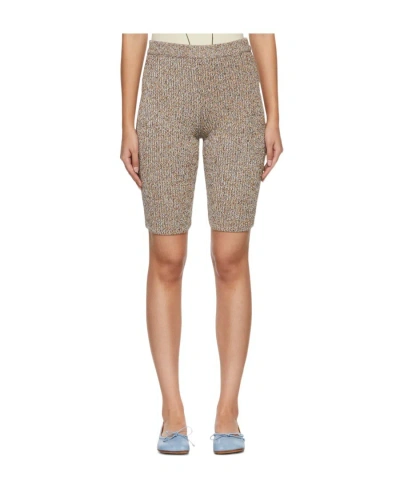Mm6 Maison Margiela Ribbed-knit Shorts In Nude