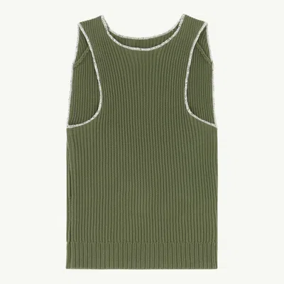 Mm6 Maison Margiela Ribbed Knit Sleeveless Top In Green