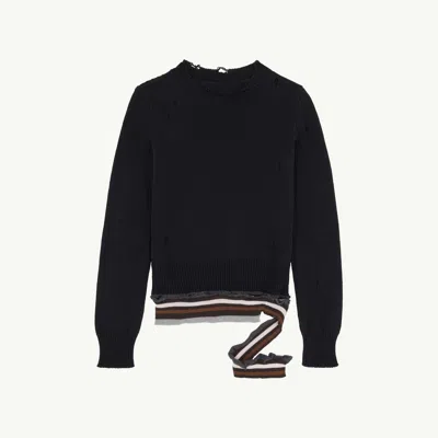 Mm6 Maison Margiela Ribbed Knit Top In Black