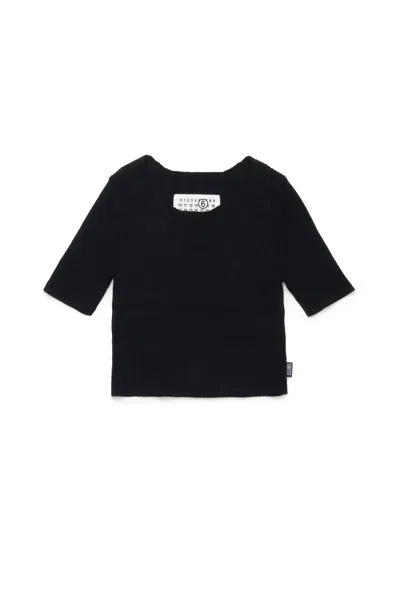 Mm6 Maison Margiela Ribbed Knit Tops In Black