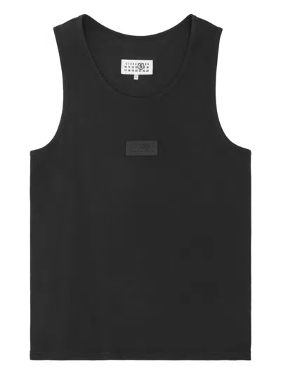 Mm6 Maison Margiela Ribbed Logo-plaque Tank Top In Black