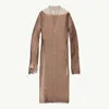 Mm6 Maison Margiela Ribbed Midi Dress With Overlay In Brown