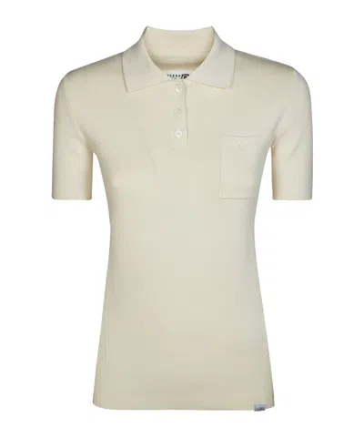 Mm6 Maison Margiela Ribbed Polo Shirt In Metallic