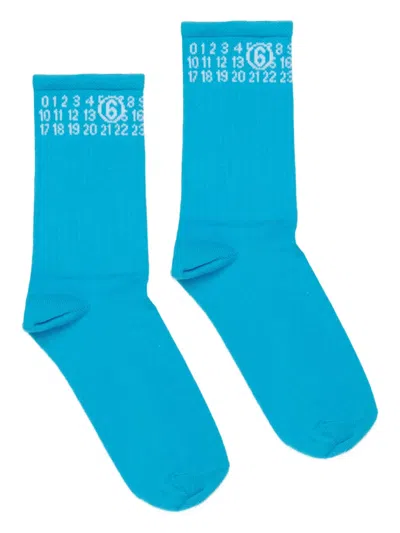 Mm6 Maison Margiela Kids' Ribbed Socks In Blue