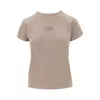 Mm6 Maison Margiela Ribbed T-shirt With Numeric Logo Print In Neutral