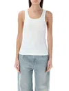 Mm6 Maison Margiela Mm6 By Maison Margiela Sleeveless Ribbed Cotton Tank Top With Crew Neck In White
