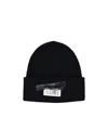 Mm6 Maison Margiela Ribbed Tape Cotton Beanie In Black