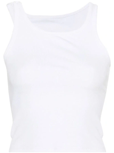 Mm6 Maison Margiela Ribbed Cropped Tank Top In White