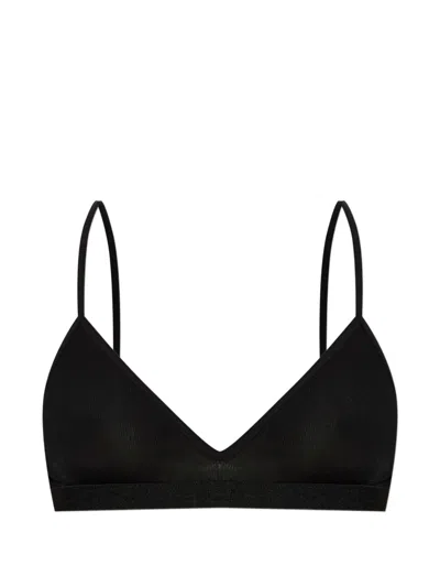 Mm6 Maison Margiela Ribbed Triangle Bra In Black