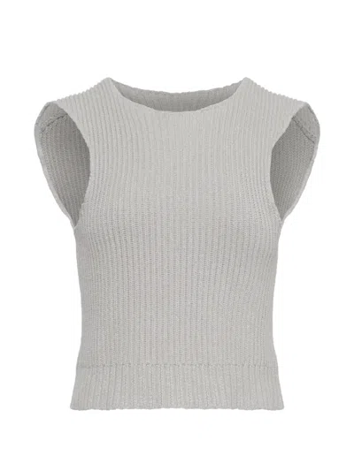 Mm6 Maison Margiela Ribbed Vest In Gray