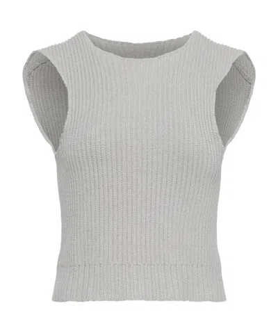 Mm6 Maison Margiela Ribbed Vest In Gray