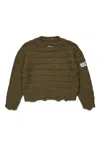Mm6 Maison Margiela Ribbed Wool Blend Pullover With Breaks In Brown