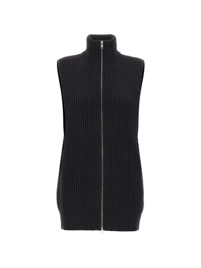 Mm6 Maison Margiela Ribbed Wool Vest In Black