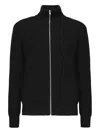 Mm6 Maison Margiela Mm6 By Maison Margiela Ribbed Wool High-neck Zip-up Sweater In Black